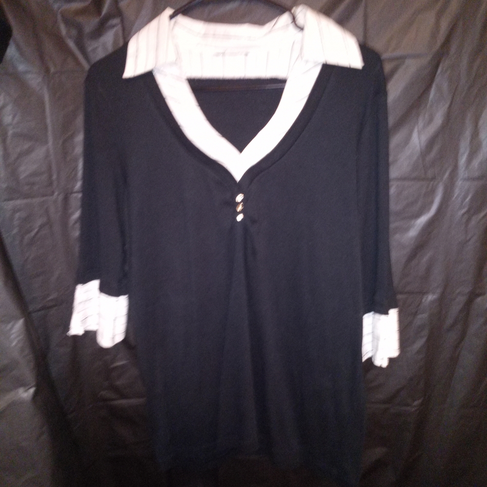 Rebecca Malone Black and White Blouse